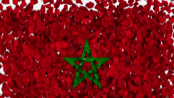 Morocco Flag Breaking Rocks Transition