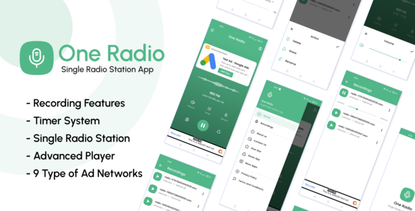 OneRadio – Single Live Radio Streaming app with Admob