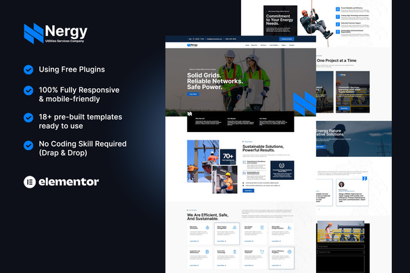 Nergy – Utilities Services Company Elementor Template Kit – 0 Sold!