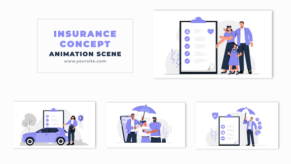 Flat Design Character Animation for Life Insurance Policy Details