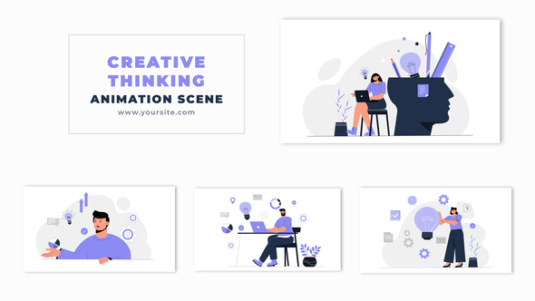 Creative Thinking Flat Design Character Animation Scene