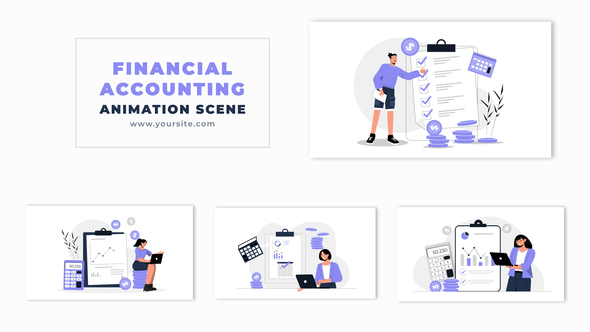 Financial Audit Process Flat Design Animation Scene