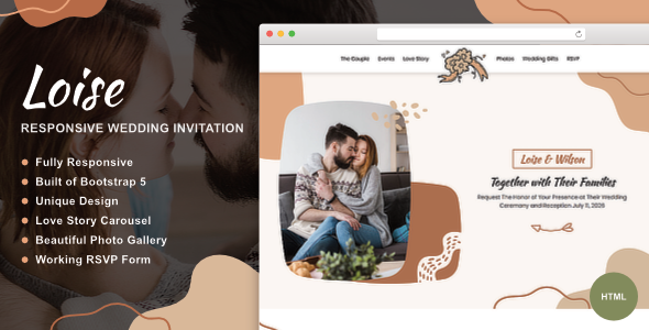 Loise – Responsive Wedding Invitation – 0 Sold!