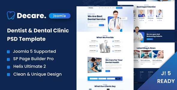 Decare – Dentist and Medical Joomla 5 Template – 0 Sold!