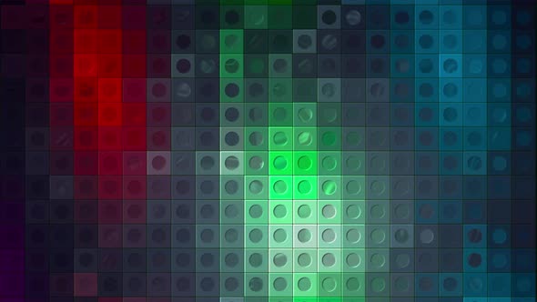 Colorful Background with Moving Colors on Mosaic Squares with Dots