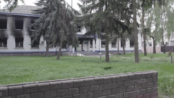 Burned Down Police Station in Borodyanka Ukraine