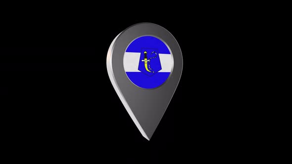 3d Animation Map Navigation Pointer With Flag Of Marrakesh (Morocco) With Alpha Channel - 2K