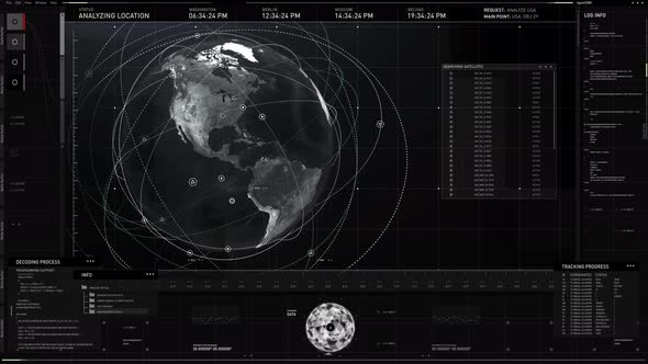 Space Satellite Network For Globe Analysis Displays Map View Of Harbor In USA alt