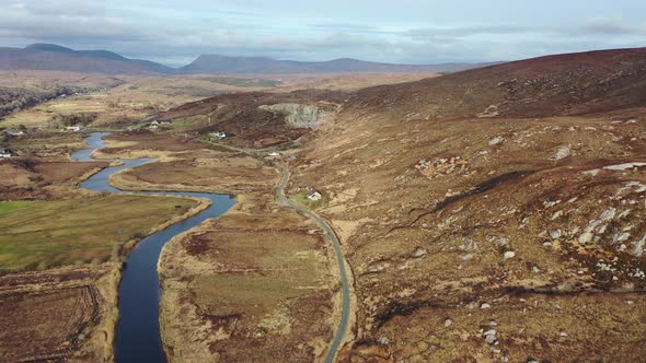 Aerial View of Gweebarra River Between Doochary and Lettermacaward in Donegal - Ireland