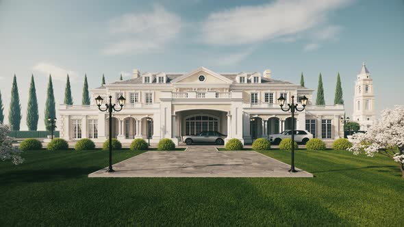 Luxurious Residence With A Green Lawn