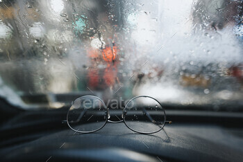 Glasses on dashboard