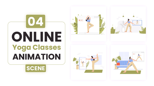 Online Yoga Classes Concept illustration Animation