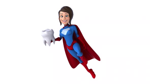 Fun 3D cartoon animation of a Super woman