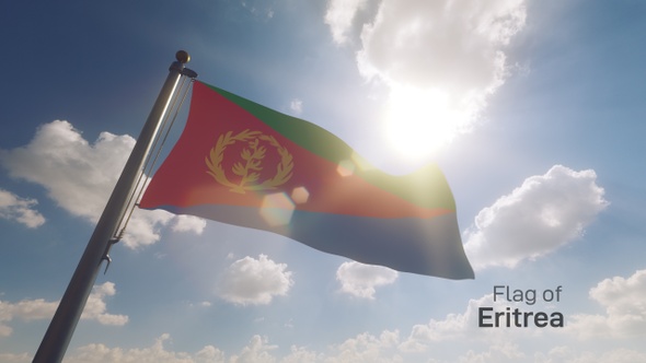 Eritrea Flag on a Flagpole V2
