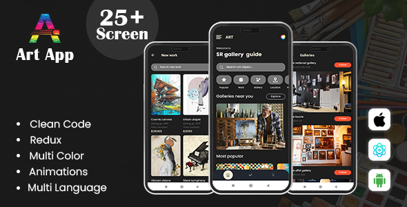 Art App - Online Art Gallery  | Paintings Store | Artwork Shop React Native iOS/Android App Template