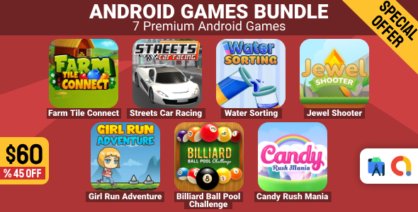 Bundle 7 Android Studio Games with AdMob Ads