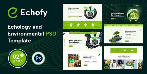 Echofy – Environment, Echology & Solar Renewable Energy PSD Template – 0 Sold!