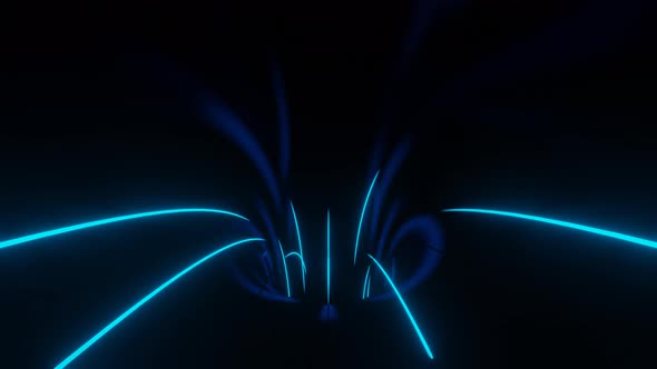 Led Neon Blue Lines Moving Into Tunnel Vj Loop Animation 3d Render