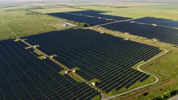 Aerial Shot of Solar Panels  Solar Power Plant