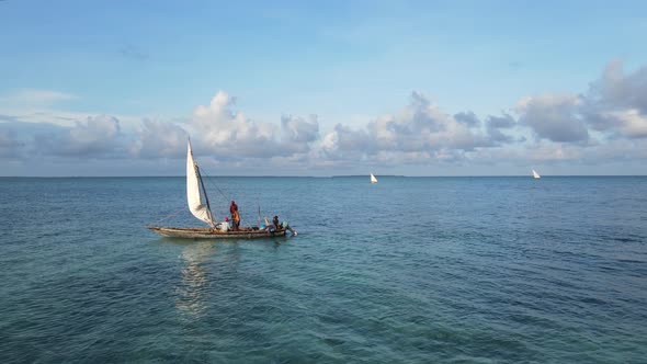 Boats in the Ocean Near the Coast of Zanzibar Tanzania Slow Motion