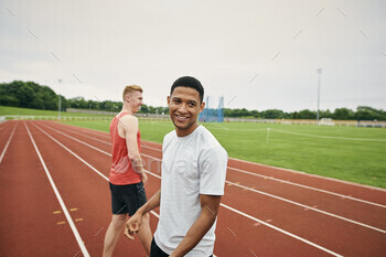 Runners on running track