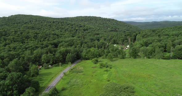 A drone shot of the beautiful Catskill Mountain Scenery near Walton New York.