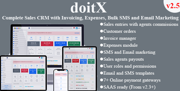 doitX : Complete Sales CRM with Invoicing, Expenses, Bulk SMS and Email Marketing with SAAS Addon