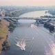 Aerial View of the Extreme Summer Time on the River. Man Water Skiing. Man Riding a Wakeboard on - VideoHive Item for Sale