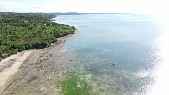 View From a Height of the Indian Ocean Near the Coast of Zanzibar Tanzania