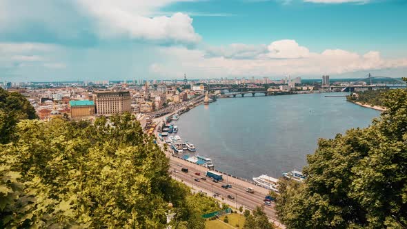 Timelapse View of the Busy City Streets of Kiev in Ukraine