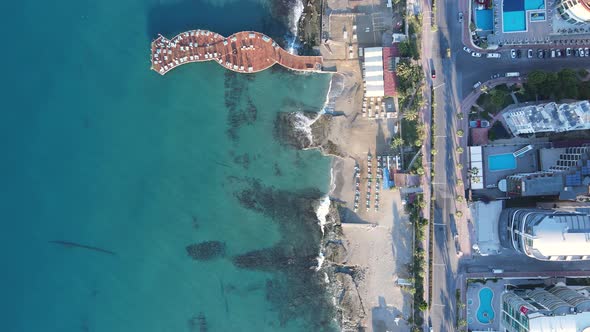 Aerial View Alanya Turkey  Resort Town Seashore