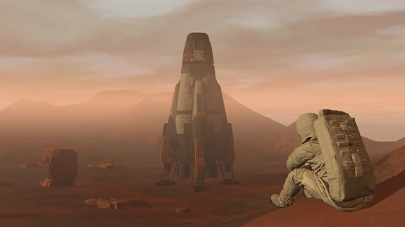 Astronaut Sitting on Mars alt
