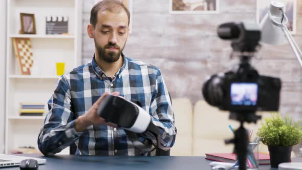 Famous Influencer Using Virtual Reality Goggles