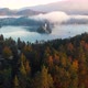 4K Flying around beautiful Bled lake landmark with church on the island at sunrise - VideoHive Item for Sale