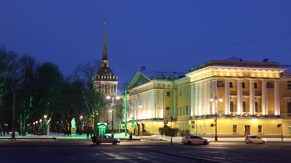 Evening Traffic In The Center Of St. Petersburg