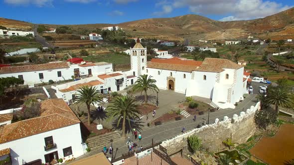 Aerial view of Santa Maria Church in Betancura, Fuerteventura.