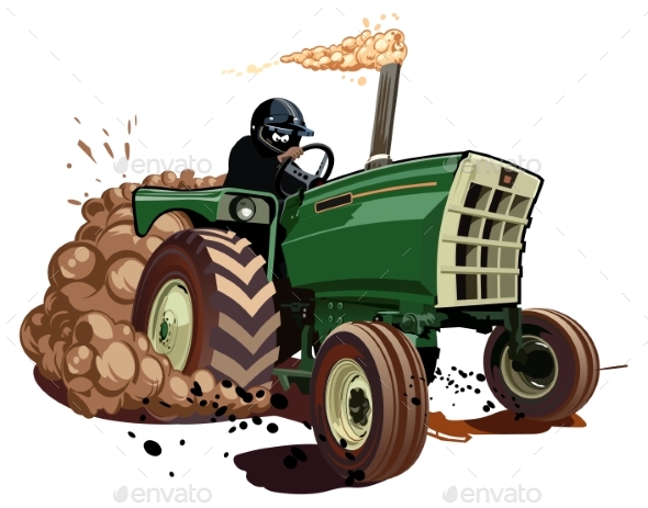 Vector Cartoon Race Tractor