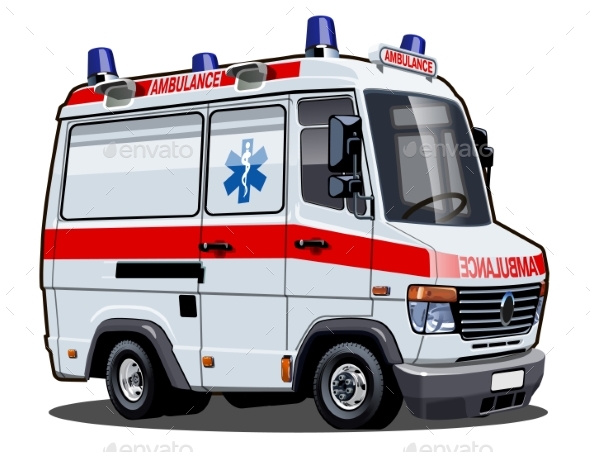 Vector Cartoon Ambulance Car