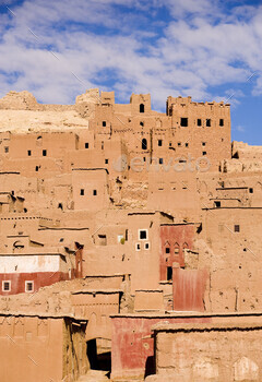 Morocco, Adobe buildings of Ait Benhaddou Kasbah