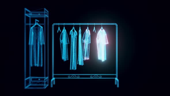 Market Rack Clothes Hologram Rotating 4K