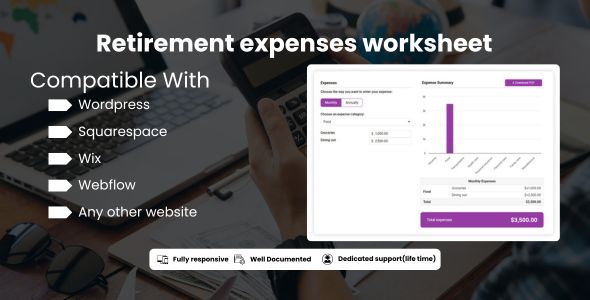 Retirement expenses worksheet – Web Calculator for any Website