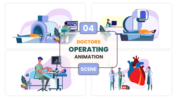 Doctors Operating Medical Equipment Animation Scene