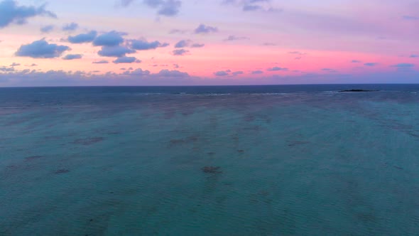 Aerial of Sunset Over Kaneohe Bay in Hawaii