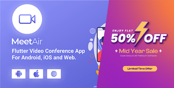 MeetAir - iOS and Android Video Conference App for Live Class, Meeting, Webinar, Online Training