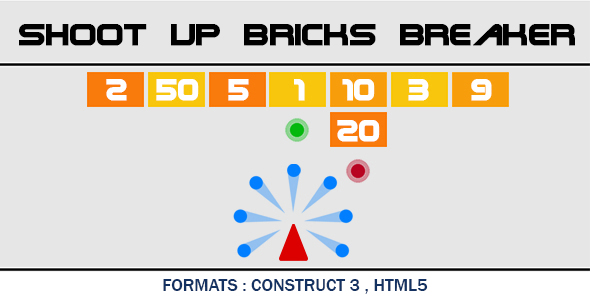 Shoot Up Bricks Breaker (Construct 3 | C3P | HTML5) Endless Game