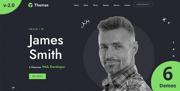 Thames - One Page Personal Portfolio Vue NuxtJS Template