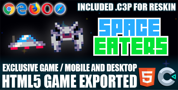 Space Eaters Game - HTML5 / Construct3 Source-Code