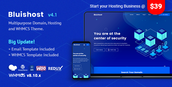 Bluishost - Responsive Cloud & Web Hosting Themes with WHMCS Integration