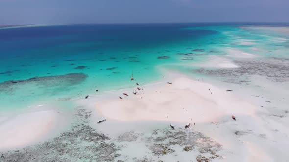 Sandbanks in the Middle of Ocean By Tropical Island Mnemba Zanzibar Aerial View