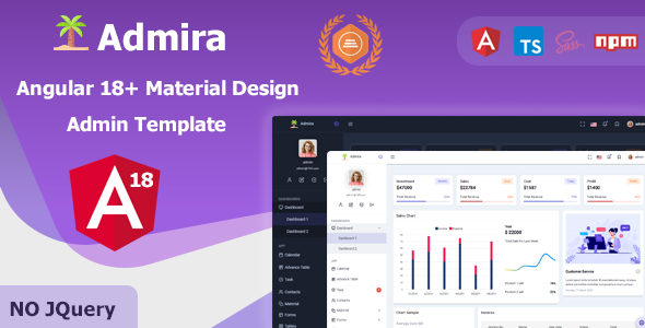 Admira – Angular 18+ Material Design Admin Dashboard Template – 0 Sold!